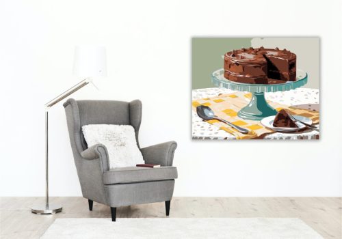 Csokoládétorta Üveg Tálon - számfestő készlet - Számfestő.hu - 50×60cm - keret nélkül