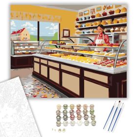 Falatnyi Finomságok a Falu Pékségében - számfestő készlet - Számfestő.hu - 40×50cm - keret nélkül