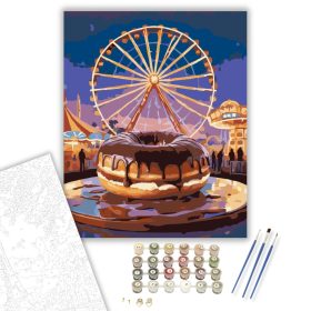 Csokoládéval Borított Fánk Vidámparki Háttérrel - számfestő készlet - Számfestő.hu - 40×50cm - keret nélkül