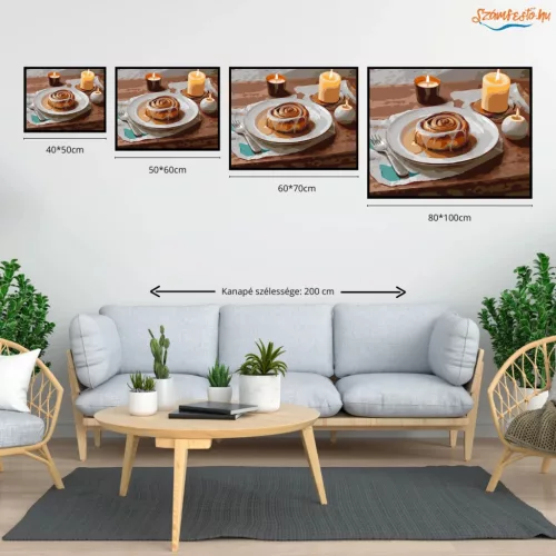 Fahéjas Csiga Kellemes Hangulatban - számfestő készlet - Számfestő.hu - 50×60cm - Keretre feszítve