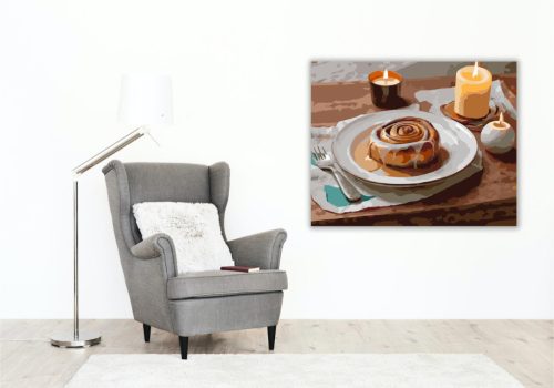 Fahéjas Csiga Kellemes Hangulatban - számfestő készlet - Számfestő.hu - 60×70cm - keret nélkül