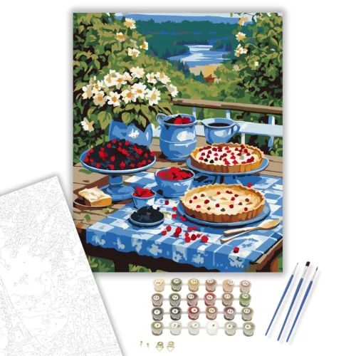 Nyári Gyümölcstorta és Erdei Bogyók - számfestő készlet - Számfestő.hu - 40×50cm - keretre feszítve
