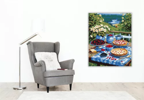 Nyári Gyümölcstorta és Erdei Bogyók - számfestő készlet - Számfestő.hu - 40×50cm - keretre feszítve
