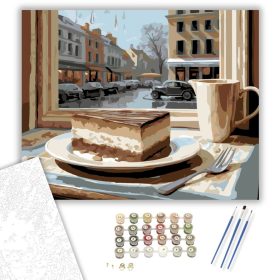Tiramisu Kávéházi Ablaknál - számfestő készlet - Számfestő.hu - 40×50cm - keret nélkül