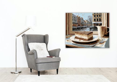 Tiramisu Kávéházi Ablaknál - számfestő készlet - Számfestő.hu - 60×70cm - keret nélkül