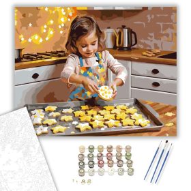 Csillag Alakú Mézeskalács Készítése - számfestő készlet - Számfestő.hu - 40×50cm - keret nélkül