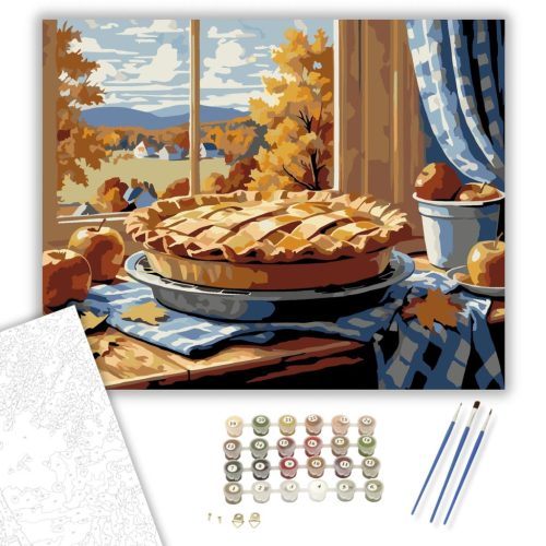 Almás Pite Őszi Hangulatban - számfestő készlet - Számfestő.hu - 40×50cm - keret nélkül