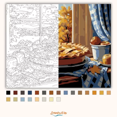Almás Pite Őszi Hangulatban - számfestő készlet - Számfestő.hu - 40×50cm - Keret nélkül