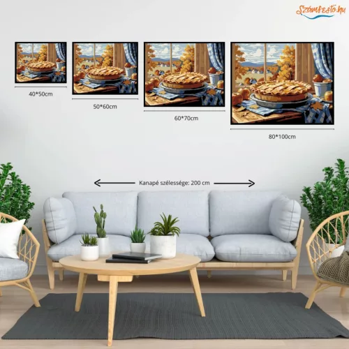 Almás Pite Őszi Hangulatban - számfestő készlet - Számfestő.hu - 40×50cm - Keret nélkül