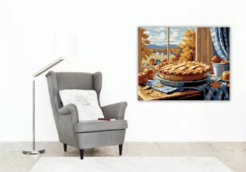 Almás Pite Őszi Hangulatban - számfestő készlet - Számfestő.hu - 40×50cm - Keretre feszítve