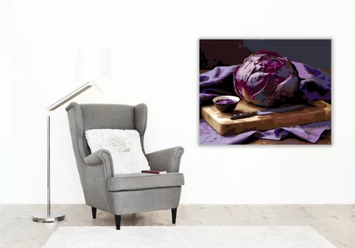 Lila Káposzta és Konyhai Kiegészítők - számfestő készlet - Számfestő.hu - 50×60cm - keret nélkül