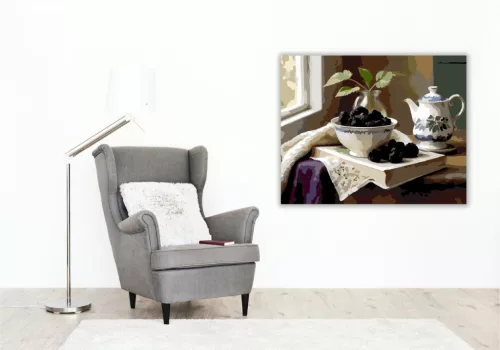Szeder Csésze és Teáskanna - számfestő készlet - Számfestő.hu - 60×70cm - keret nélkül