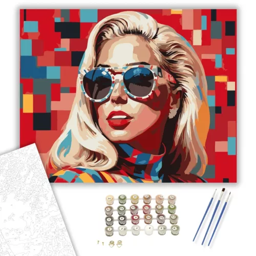 Pop Art Stílusú Énekesnő Portré - számfestő készlet - Számfestő.hu - 80×100cm - keretre feszítve