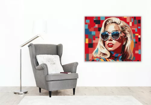 Pop Art Stílusú Énekesnő Portré - számfestő készlet - Számfestő.hu - 60×70cm - keretre feszítve