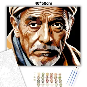 Bölcs Idős Férfi Portré - számfestő készlet - Számfestő.hu - 40×50cm - Keret nélkül