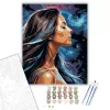 Misztikus Nő Galaxis Háttérrel - számfestő készlet - Számfestő.hu - 60×70cm - keretre feszítve