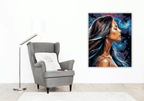 Misztikus Nő Galaxis Háttérrel - számfestő készlet - Számfestő.hu - 50×60cm - keret nélkül