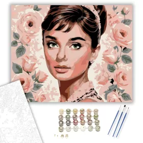 Audrey Hepburn Portré - számfestő készlet - Számfestő.hu - 40×50cm - keret nélkül