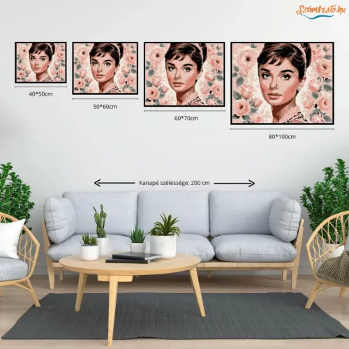Audrey Hepburn Portré - számfestő készlet - Számfestő.hu - 40×50cm - Keret nélkül