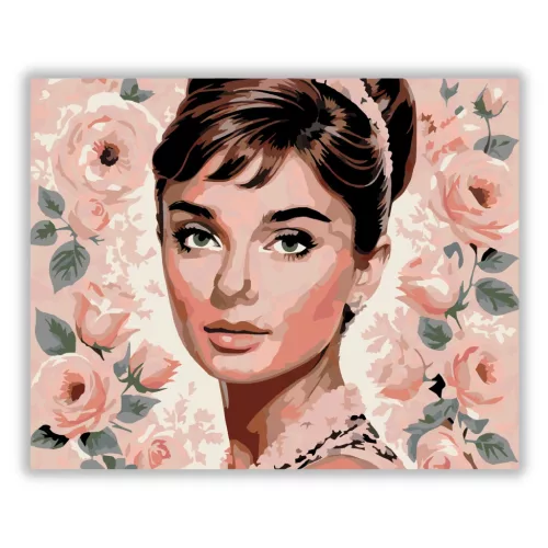 Audrey Hepburn Portré - számfestő készlet - Számfestő.hu - 40×50cm - Keret nélkül