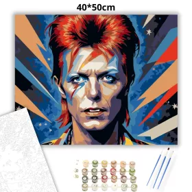 David Bowie Ziggy Stardust Portré - számfestő készlet - Számfestő.hu - 40×50cm - Keret nélkül