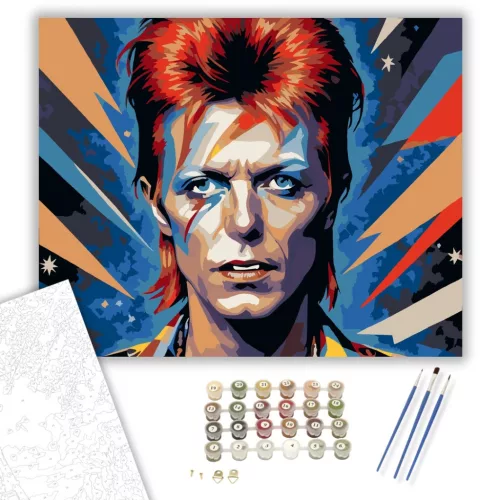 David Bowie Ziggy Stardust Portré - számfestő készlet - Számfestő.hu - 60×70cm - keret nélkül