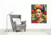 Frida Kahlo Virágokkal - számfestő készlet - Számfestő.hu - 80×100cm - keret nélkül
