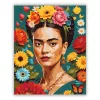 Frida Kahlo Virágokkal - számfestő készlet - Számfestő.hu - 40×50cm - Keret nélkül