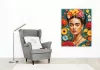 Frida Kahlo Virágokkal - számfestő készlet - Számfestő.hu - 40×50cm - Keret nélkül