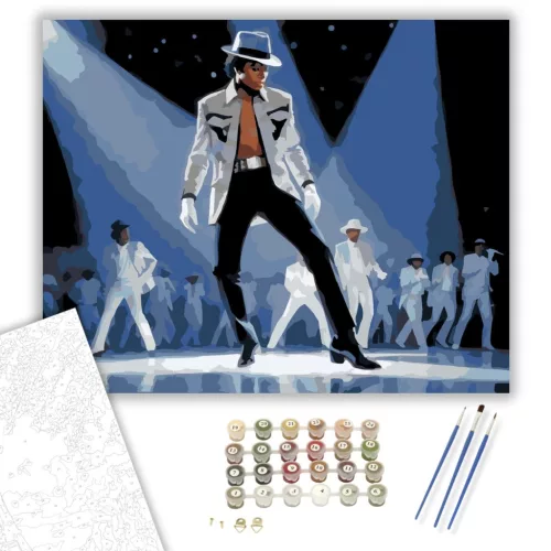 Michael Jackson Moonwalk Portré - számfestő készlet - Számfestő.hu - 40×50cm - keret nélkül