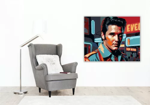 Elvis Presley Neon Portré - számfestő készlet - Számfestő.hu - 50×60cm - keret nélkül
