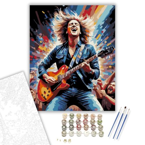 Rock Zenész Koncerten - számfestő készlet - Számfestő.hu - 60×70cm - keretre feszítve