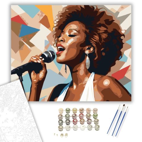 Énekesnő Szenvedélyes Portréja - számfestő készlet - Számfestő.hu - 60×70cm - keretre feszítve