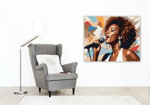 Énekesnő Szenvedélyes Portréja - számfestő készlet - Számfestő.hu - 60×70cm - keretre feszítve
