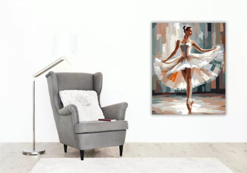 Balerina Piruett Közben - számfestő készlet - Számfestő.hu - 60×70cm - keretre feszítve