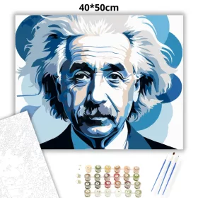 Albert Einstein Portré - számfestő készlet - Számfestő.hu - 40×50cm - Keret nélkül