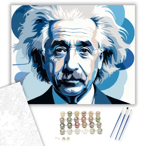Albert Einstein Portré - számfestő készlet - Számfestő.hu - 60×70cm - keret nélkül