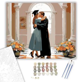 Ballagó Pár Ölelése - számfestő készlet - Számfestő.hu - 40×50cm - keret nélkül