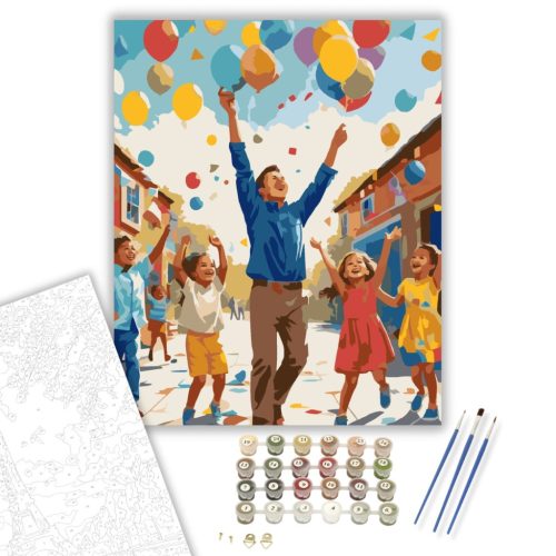 Óvodai Ballagás Színes Lufikkal - számfestő készlet - Számfestő.hu - 80×100cm - keret nélkül