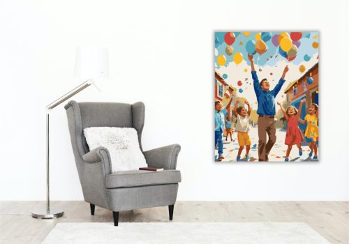 Óvodai Ballagás Színes Lufikkal - számfestő készlet - Számfestő.hu - 50×60cm - keret nélkül