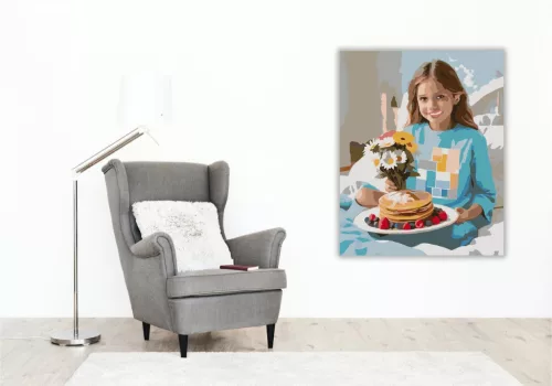 Születésnapi Reggeli Ágyban - számfestő készlet - Számfestő.hu - 40×50cm - keret nélkül