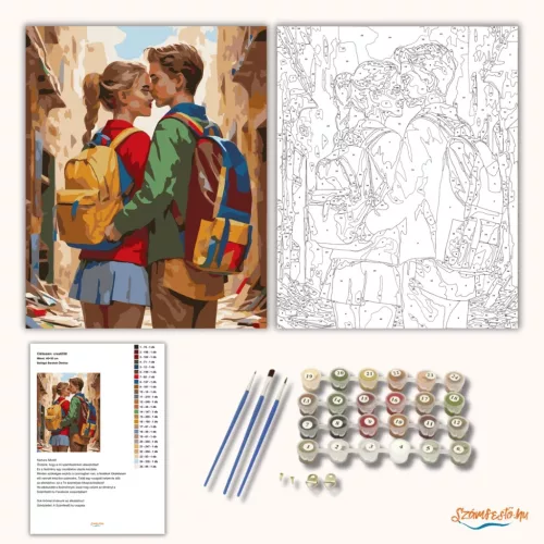 Ballagó Barátok Ölelése - számfestő készlet - Számfestő.hu - 60×70cm - Keret nélkül