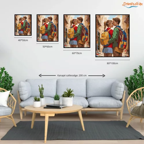 Ballagó Barátok Ölelése - számfestő készlet - Számfestő.hu - 80×100cm - Keret nélkül