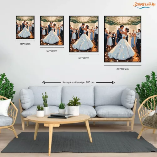 Esküvői Tánc Tündérfények Alatt - számfestő készlet - Számfestő.hu - 40×50cm - Keretre feszítve