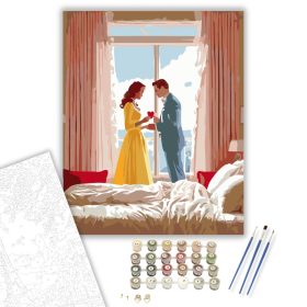 Valentin-napi Szerelmespár a Hálószobában - számfestő készlet - Számfestő.hu - 40×50cm - keret nélkül