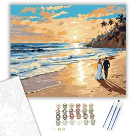 Naplementés Tengerparti Esküvő - számfestő készlet - Számfestő.hu - 40×50cm - keret nélkül