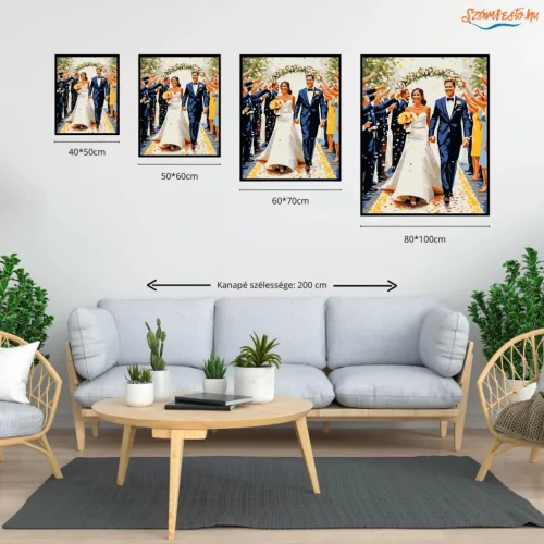 Esküvői Menet Virágszirmok Között - számfestő készlet - Számfestő.hu - 40×50cm - Keret nélkül