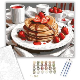 Valentin-napi Reggeli Szív Alakú Palacsintával - számfestő készlet - Számfestő.hu - 40×50cm - keret nélkül