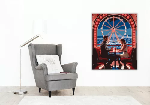 Valentin-napi Szerelmespár a Vidámparki Óriáskeréken - számfestő készlet - Számfestő.hu - 40×50cm - keret nélkül