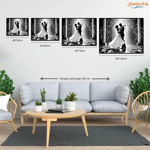 Esküvői Első Tánc Rózsaszirmokkal - számfestő készlet - Számfestő.hu - 60×70cm - Keret nélkül